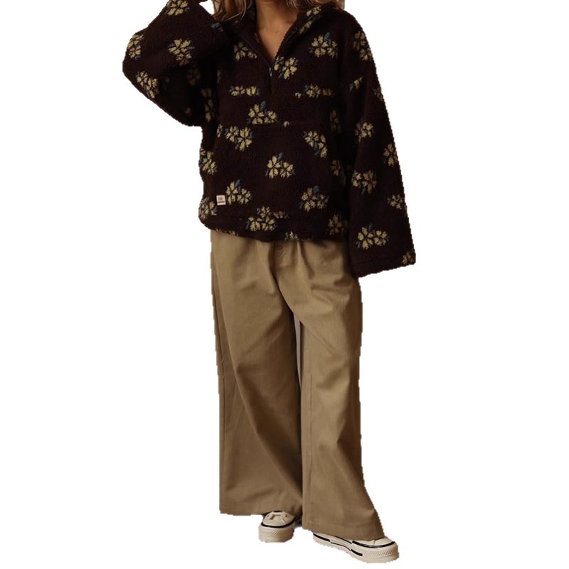 画像6: Floral print fleece jacket with zipper pockets　フリース花柄フラワージップアップジャケットコート (6)