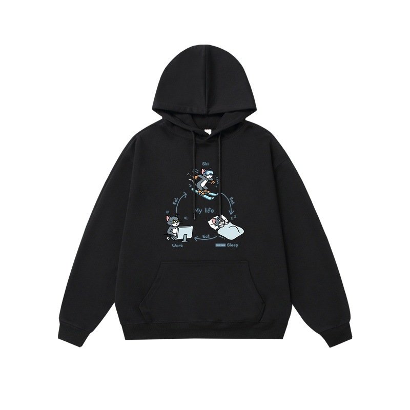 画像4: 3-point line Tom and Jerry print hoodie Sweat　 ユニセックス メンズ 男女兼用 3点ライントム＆ジェリープリントフーディ スウェット  (4)