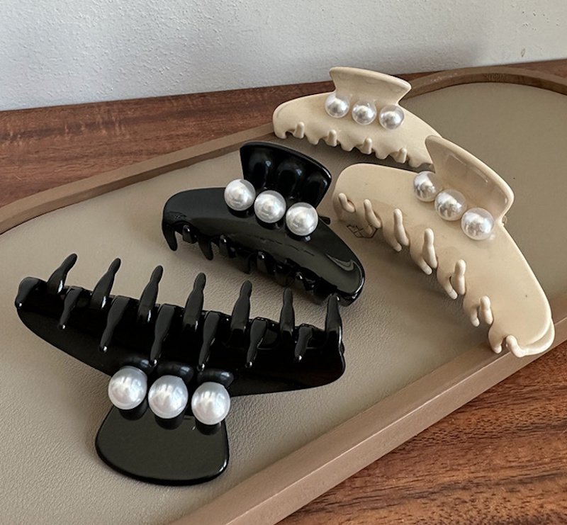 画像8: large size pearl hair clip Accessory　パール付きヘアーバレッタ ヘアークリップアクセサリー (8)