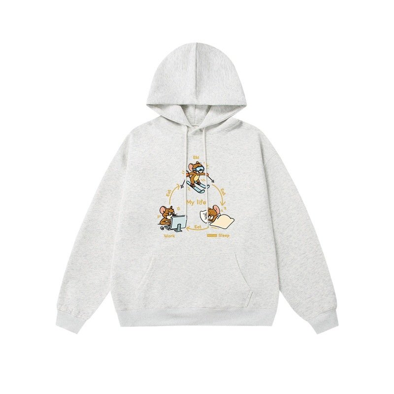 画像3: 3-point line Tom and Jerry print hoodie Sweat　 ユニセックス メンズ 男女兼用 3点ライントム＆ジェリープリントフーディ スウェット  (3)