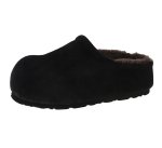 画像1: Fluffy fur-lined leather platform half-slipper sandals with height-increasing sole　モコモコファー中敷厚底レザーサンダルスリッパボアスリッポンモカシン (1)