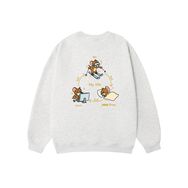 画像2: 3-point line Tom and Jerry print  Sweat　 ユニセックス メンズ 男女兼用 3点ライントム＆ジェリープリント スウェットトレーナー  (2)