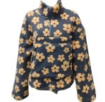 画像17: Floral print fleece jacket with zipper pockets　フリース花柄フラワージップアップジャケットコート (17)