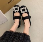 画像8: Women's Velcro square rhinestone buckle pumps　ラインストーン付きベルクロファー  パンプス シューズ  (8)
