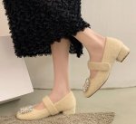 画像7: Women's Velcro square rhinestone buckle pumps　ラインストーン付きベルクロファー  パンプス シューズ  (7)