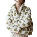 画像3: Floral print fleece jacket with zipper pockets　フリース花柄フラワージップアップジャケットコート (3)
