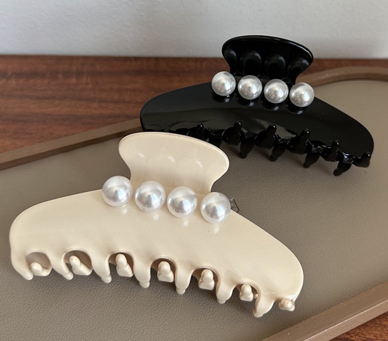 画像4: large size pearl hair clip Accessory　パール付きヘアーバレッタ ヘアークリップアクセサリー (4)