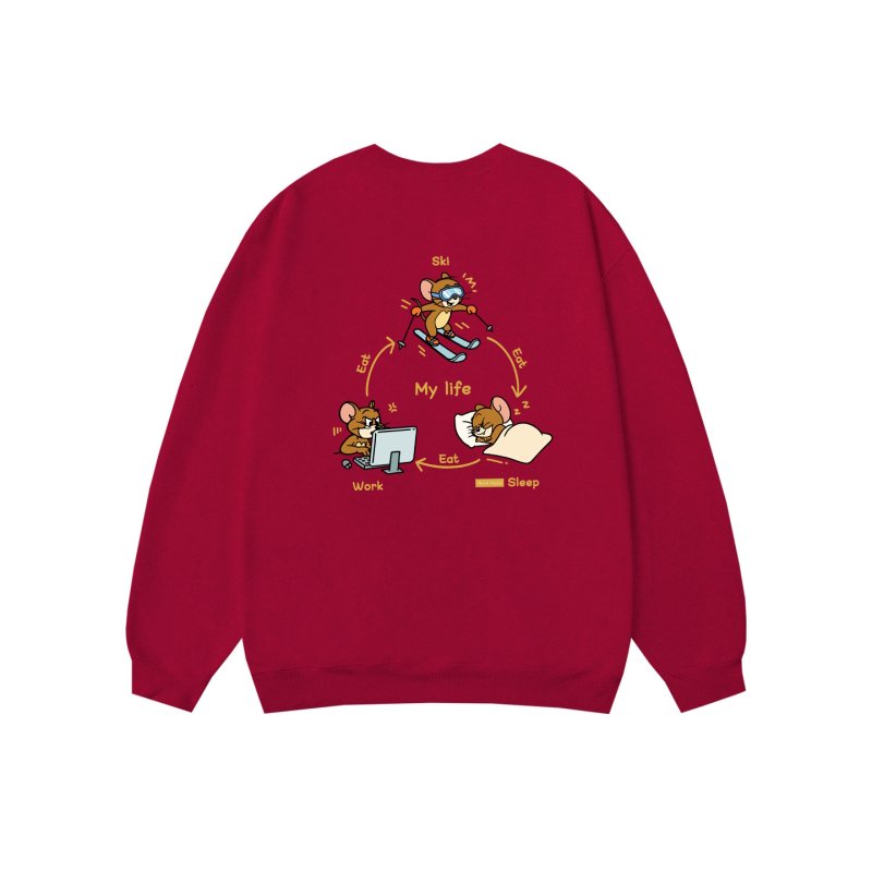 画像4: 3-point line Tom and Jerry print  Sweat　 ユニセックス メンズ 男女兼用 3点ライントム＆ジェリープリント スウェットトレーナー  (4)