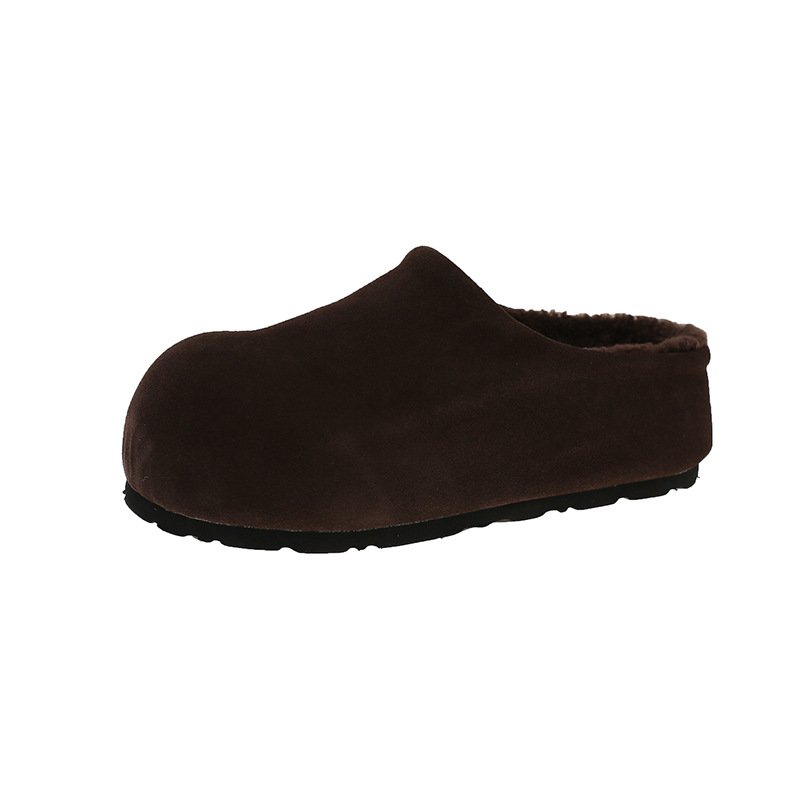 画像3: Fluffy fur-lined leather platform half-slipper sandals with height-increasing sole　モコモコファー中敷厚底レザーサンダルスリッパボアスリッポンモカシン (3)