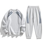 画像1:  Unisex Two-stripe men's crew neck set-up‎  Jacket + Pant ユニセックス 男女兼用 2本ラインメンズ丸首セットアップ 上下 (1)