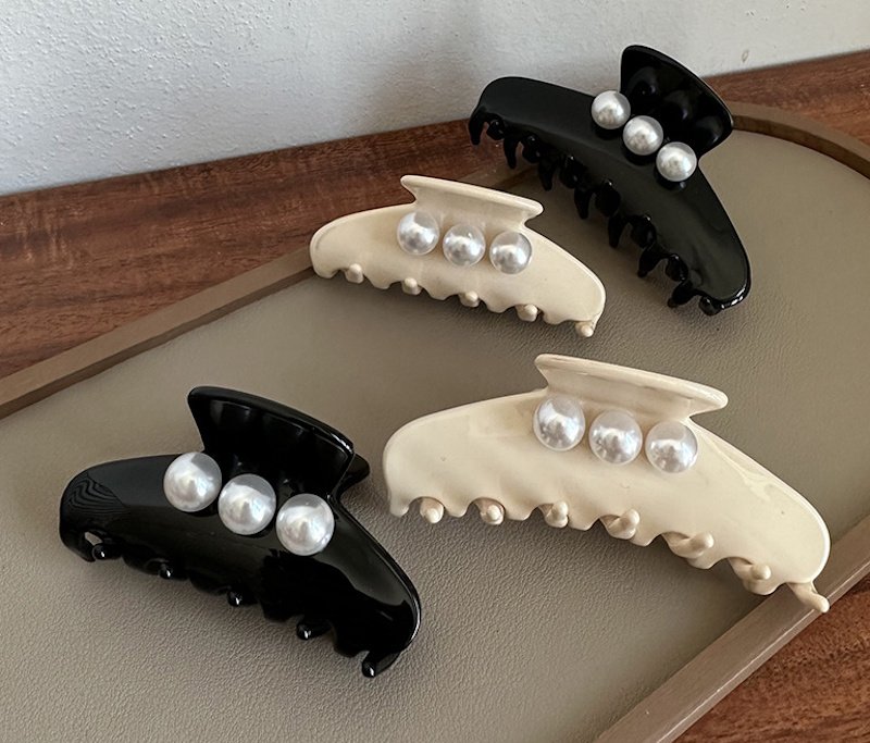 画像3: large size pearl hair clip Accessory　パール付きヘアーバレッタ ヘアークリップアクセサリー (3)