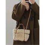 画像6: Fluffy fur and leather tote shoulder bag　フワフワファー＆レザートートショルダーバッグ (6)