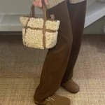 画像4: Fluffy fur and leather tote shoulder bag　フワフワファー＆レザートートショルダーバッグ (4)