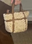 画像5: Fluffy fur and leather tote shoulder bag　フワフワファー＆レザートートショルダーバッグ (5)