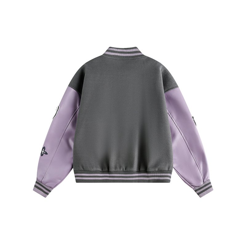 画像5: KK logo emblem embroidery leather sleeves  Stadium jacket　 ユニセックス男女兼用KKレターロゴ刺繍スタジャンスタジアムジャンブルゾン (5)