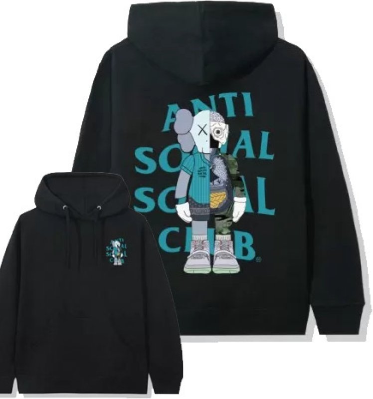 画像1: Half & Half kaws print hoodie Sweat　 ユニセックス メンズ 男女兼用ハーフ＆ハーフカウズプリントフーディ スウェット  (1)