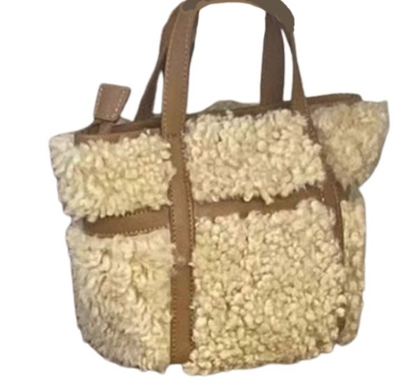 画像2: Fluffy fur and leather tote shoulder bag　フワフワファー＆レザートートショルダーバッグ (2)