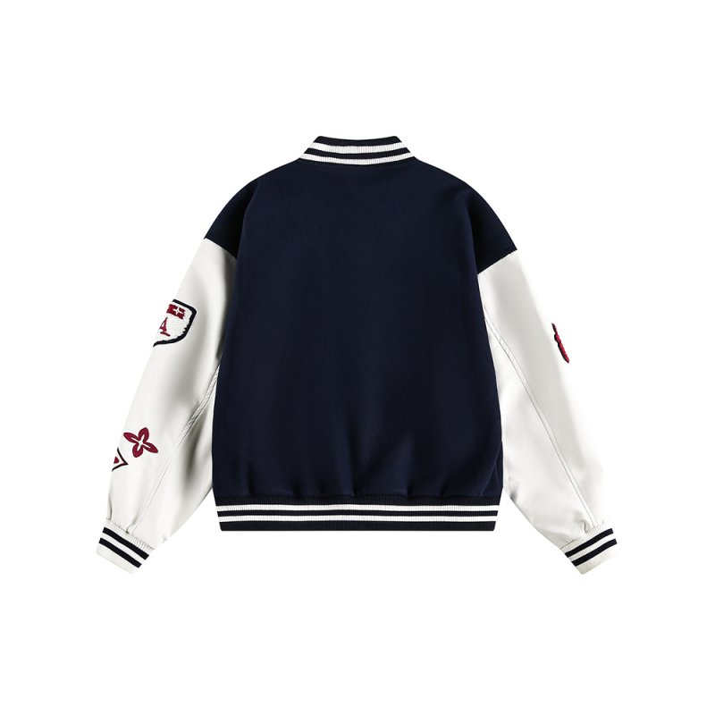 画像7: KK logo emblem embroidery leather sleeves  Stadium jacket　 ユニセックス男女兼用KKレターロゴ刺繍スタジャンスタジアムジャンブルゾン (7)