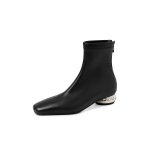 画像2: Women's Leather Stone Heels ankle boots 本革 レザー ストーン付ショートブーツ  ブーティー (2)