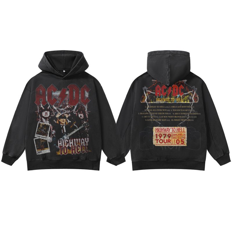 画像2: Unisex ACDC Band Vintage Style Hoodie Long sleeves Hoodie ACDCバンドヴィンテージスタイルフーディ  パーカー バンド (2)