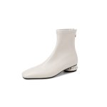 画像1: Women's Leather Stone Heels ankle boots 本革 レザー ストーン付ショートブーツ  ブーティー (1)