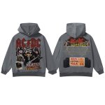 画像1: Unisex ACDC Band Vintage Style Hoodie Long sleeves Hoodie ACDCバンドヴィンテージスタイルフーディ  パーカー バンド (1)