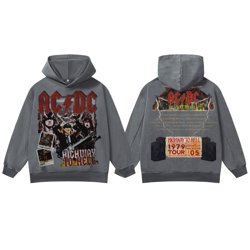 画像1: Unisex ACDC Band Vintage Style Hoodie Long sleeves Hoodie ACDCバンドヴィンテージスタイルフーディ  パーカー バンド (1)