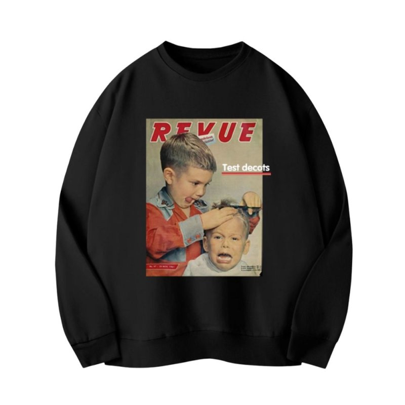 画像1: Unisex REVUE personality oversize printing round neck sweater 男女兼用 フォトプリント スウェット プルオーバー トレーナー (1)