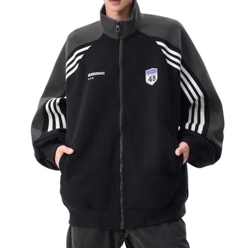 画像1: Unisex Colorblock Zip-Up College Sweat Jacket　ユニセックス男女兼用カラーブロックジップアップカレッジスウェットジャケット (1)