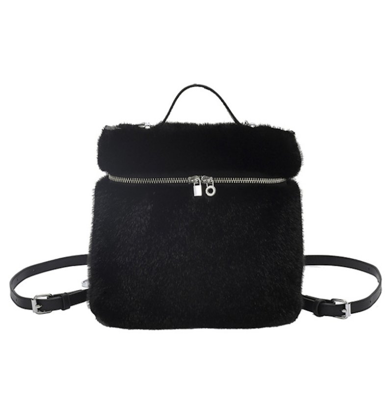画像1: Fur Square Tote Shoulder Backpack Bag　ファースクエアトートショルダーバックパックバッグ　 (1)