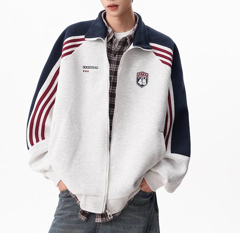 画像2: Unisex Colorblock Zip-Up College Sweat Jacket　ユニセックス男女兼用カラーブロックジップアップカレッジスウェットジャケット (2)