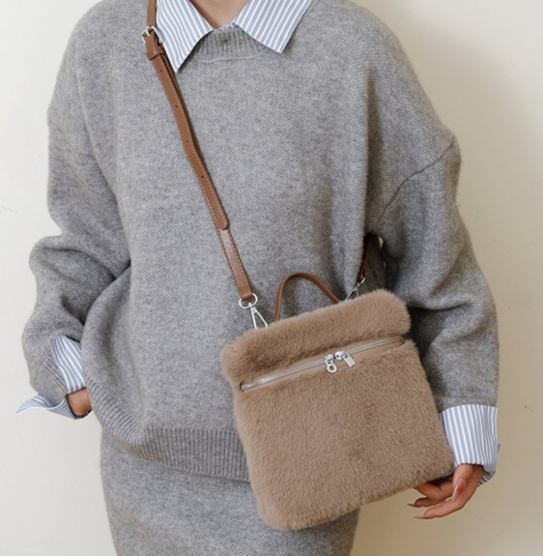 画像13: Fur Square Tote Shoulder Backpack Bag　ファースクエアトートショルダーバックパックバッグ　 (13)