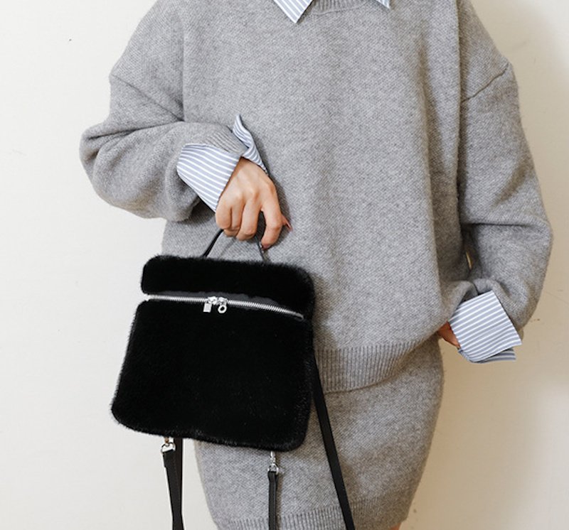 画像9: Fur Square Tote Shoulder Backpack Bag　ファースクエアトートショルダーバックパックバッグ　 (9)