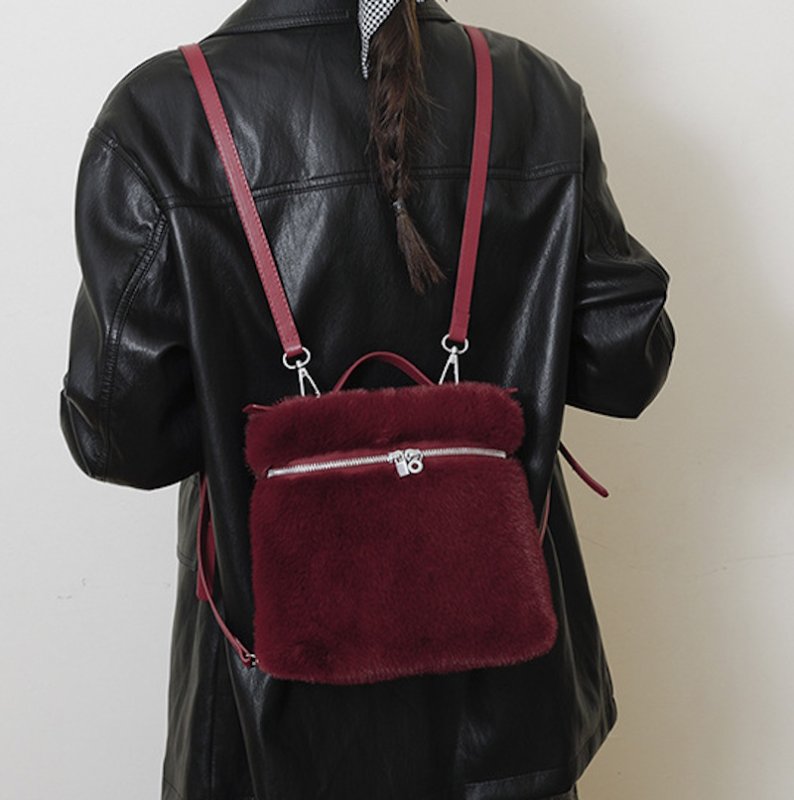画像14: Fur Square Tote Shoulder Backpack Bag　ファースクエアトートショルダーバックパックバッグ　 (14)