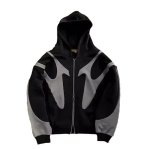 画像2:  Unisex Two-tone zip-up hoodie Jacket Jumper    ユニセックス 男女兼用 バイカラージップアップフーディジャケット (2)
