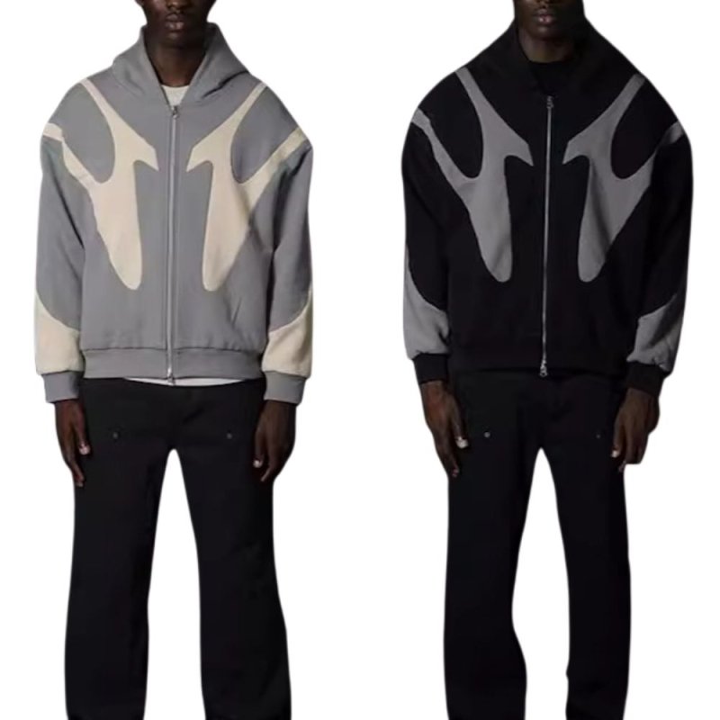 画像1:  Unisex Two-tone zip-up hoodie Jacket Jumper    ユニセックス 男女兼用 バイカラージップアップフーディジャケット (1)