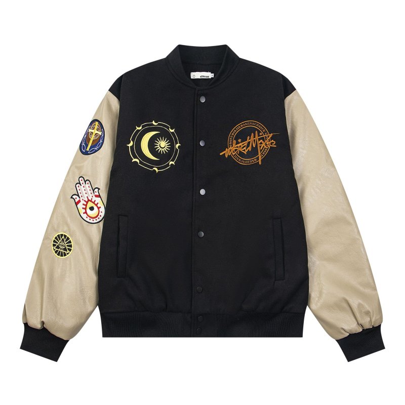 画像2: Kenvibe Moon Astrology Embroidery baseball jacket Stadium jacket　 ユニセックス男女兼用Kenvibe月占星術刺繍スタジャンスタジアムジャンブルゾン (2)