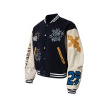 画像5: American street fashion patchwork sleeve embroidery totem retro baseball jacket Stadium jacket　 ユニセックス男女兼用パッチワーク袖刺繍トーテムレトロスタジャンスタジアムジャンブルゾン (5)