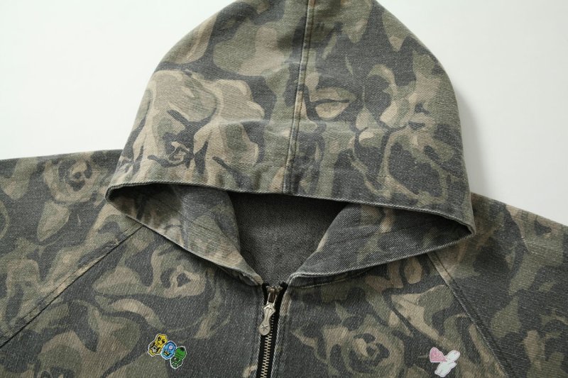 画像8: Mint Cat Stitch Graffiti Camouflage Hoodie Jacket Coat　 ユニセックス男女兼用ミントカモフラージュグラフィックポイントフーディジャケットブルゾン (8)