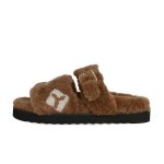 画像1: Unisex Platform fur logo sandal slippers 男女兼用 厚底ファー ＆ロゴ モコモコ サンダル スリッパ  (1)