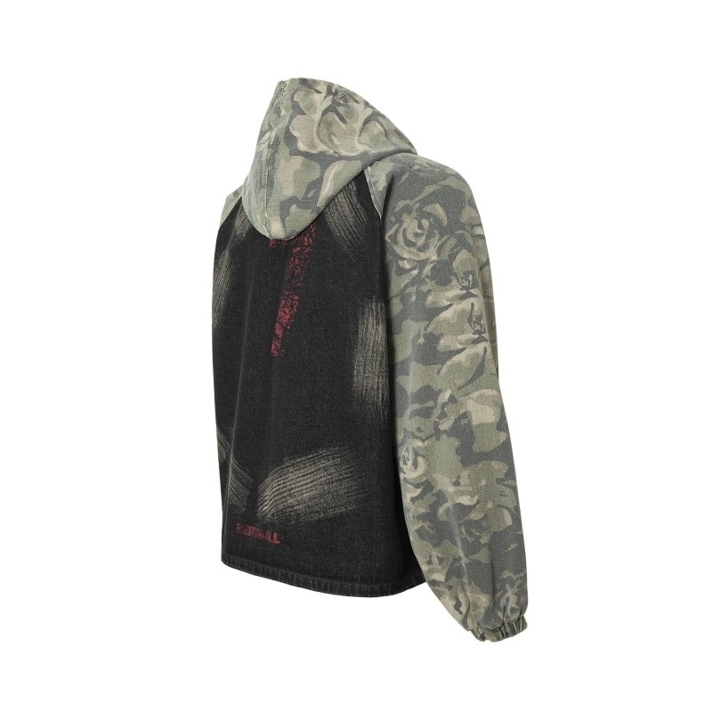 画像6: Mint Cat Stitch Graffiti Camouflage Hoodie Jacket Coat　 ユニセックス男女兼用ミントカモフラージュグラフィックポイントフーディジャケットブルゾン (6)