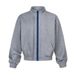 画像7:  Unisex Three Stripes Stand Collar Sweatshirt & PantsJacket + Pant ユニセックス 男女兼用  スタンドカラージバック3ラインジップアップ セットアップ 上下 (7)