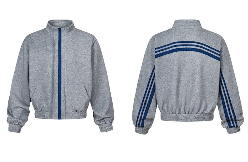 画像5:  Unisex Three Stripes Stand Collar Sweatshirt & PantsJacket + Pant ユニセックス 男女兼用  スタンドカラージバック3ラインジップアップ セットアップ 上下 (5)