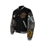 画像4: American street fashion patchwork sleeve embroidery totem retro baseball jacket Stadium jacket　 ユニセックス男女兼用パッチワーク袖刺繍トーテムレトロスタジャンスタジアムジャンブルゾン (4)