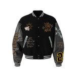 画像2: American street fashion patchwork sleeve embroidery totem retro baseball jacket Stadium jacket　 ユニセックス男女兼用パッチワーク袖刺繍トーテムレトロスタジャンスタジアムジャンブルゾン (2)