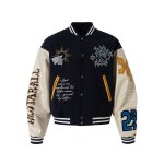 画像3: American street fashion patchwork sleeve embroidery totem retro baseball jacket Stadium jacket　 ユニセックス男女兼用パッチワーク袖刺繍トーテムレトロスタジャンスタジアムジャンブルゾン (3)
