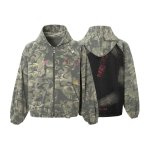 画像1: Mint Cat Stitch Graffiti Camouflage Hoodie Jacket Coat　 ユニセックス男女兼用ミントカモフラージュグラフィックポイントフーディジャケットブルゾン (1)