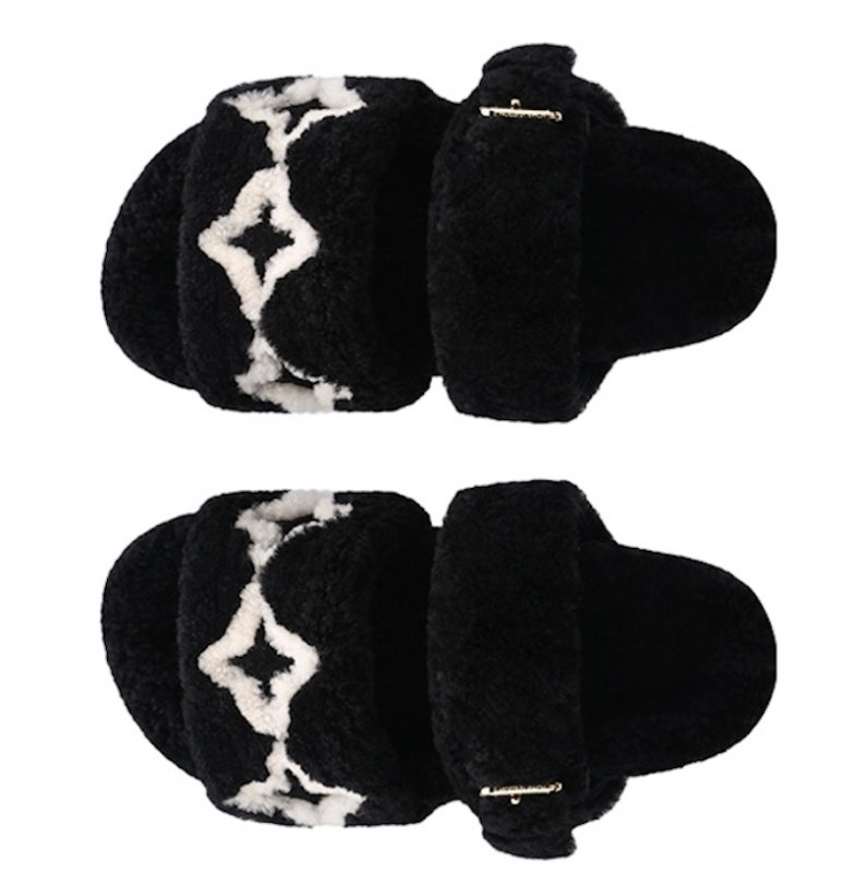 画像5: Unisex Platform fur logo sandal slippers 男女兼用 厚底ファー ＆ロゴ モコモコ サンダル スリッパ  (5)