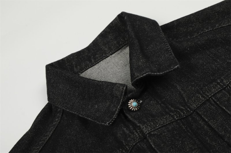 画像4:  Unisex Turquoise Buckle Retro Denim G Jacket   ユニセックス 男女兼用 ターコイズ付きバックルデニムジャケットGジャン (4)
