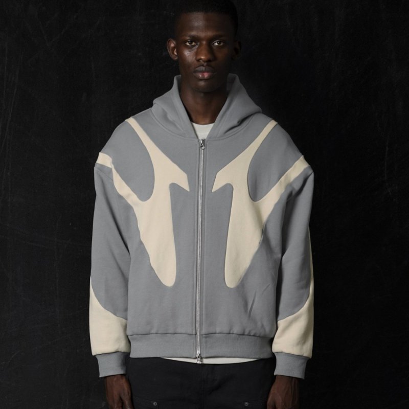 画像8:  Unisex Two-tone zip-up hoodie Jacket Jumper    ユニセックス 男女兼用 バイカラージップアップフーディジャケット (8)